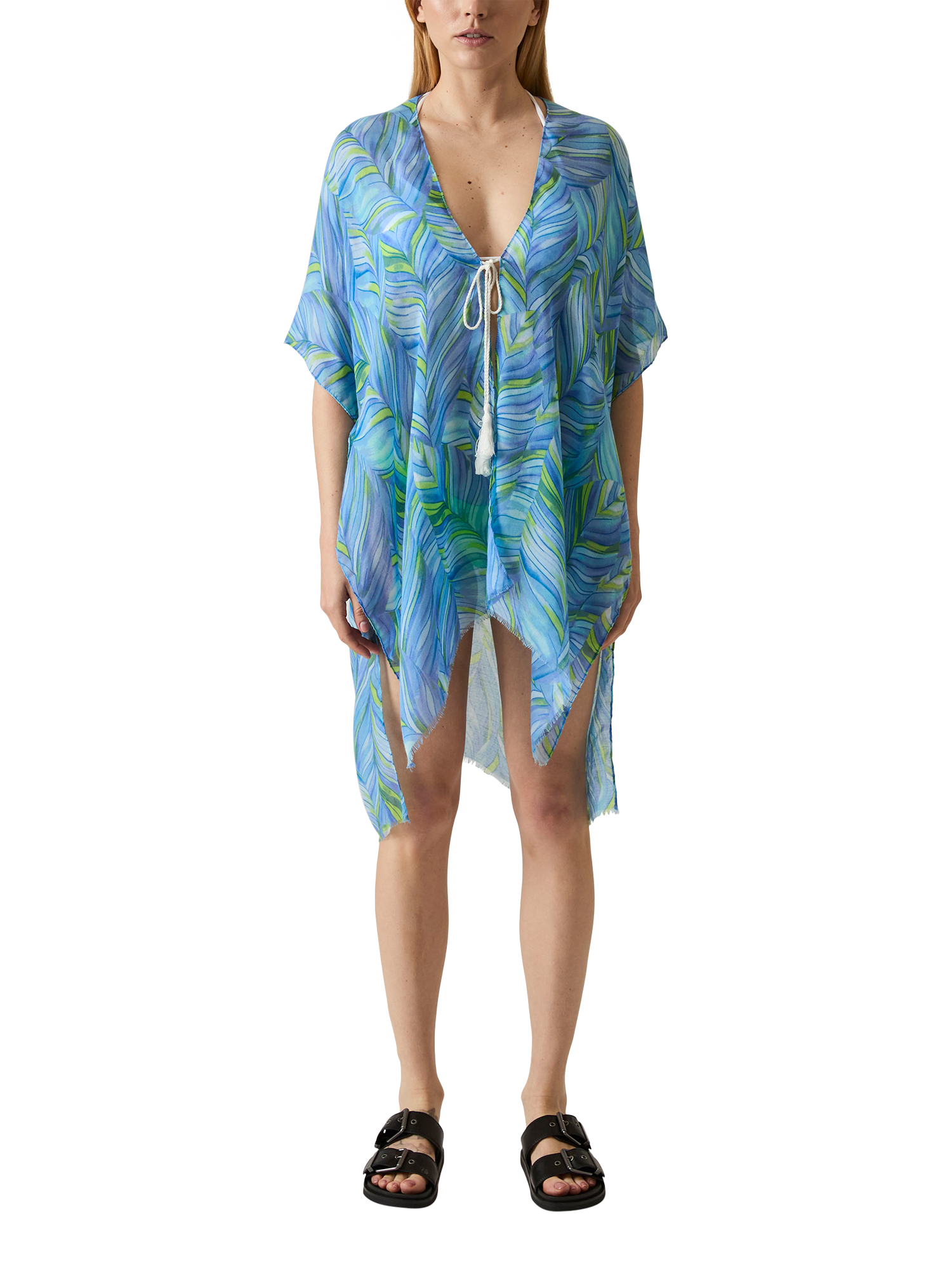 Product image 1 of 6, which shows James Lakeland Abstract Swirls Kaftan, Blue, One Size