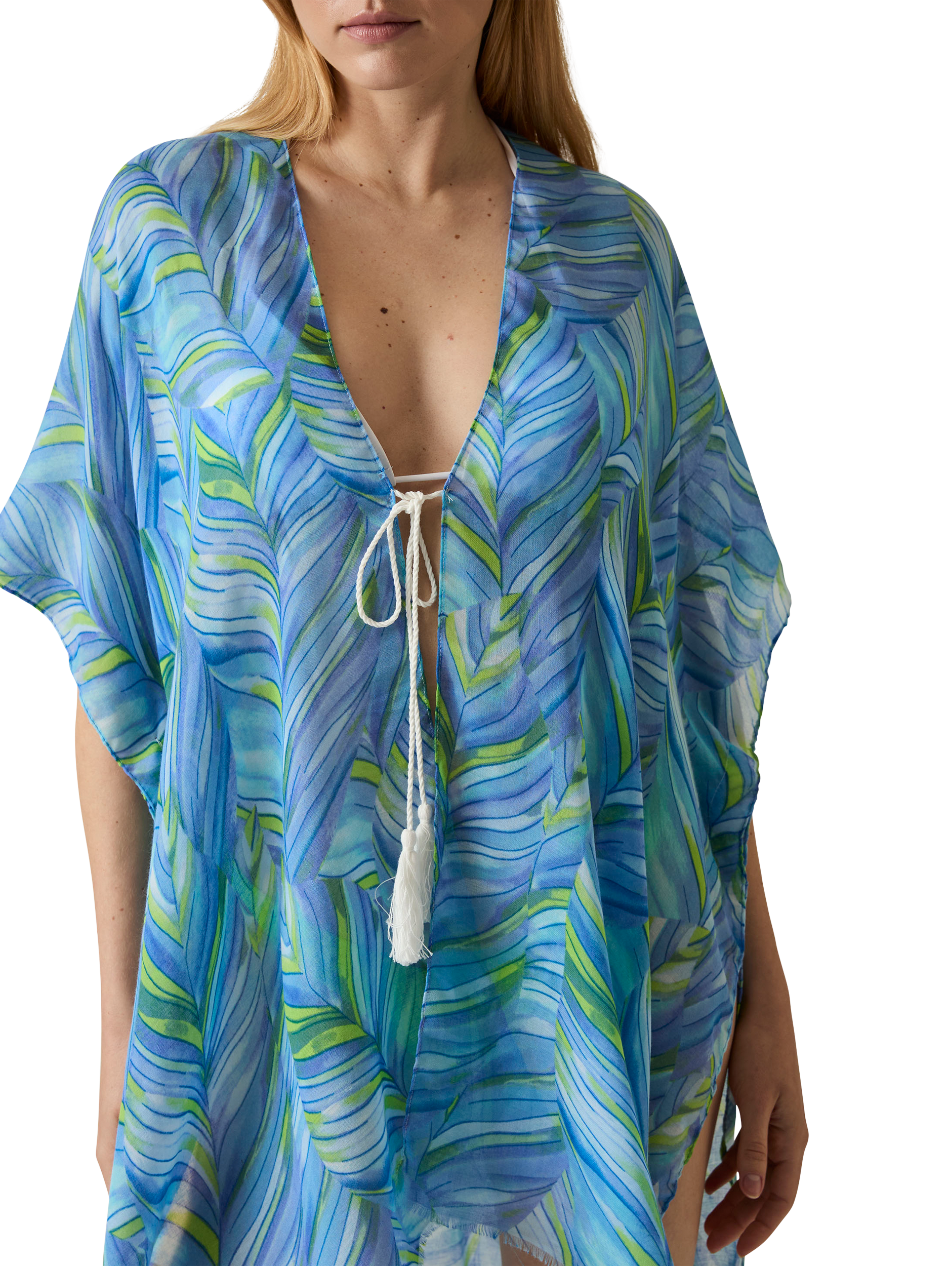 Product image 4 of 6, which shows James Lakeland Abstract Swirls Kaftan, Blue, One Size