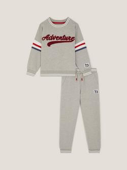 Monsoon Kids' Cotton Blend 73 Logo Sweatshirt and Joggers Set, Grey, Grey