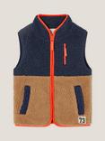 Monsoon Kids' Sleeveless Borg Colour Block Jumper, Navy