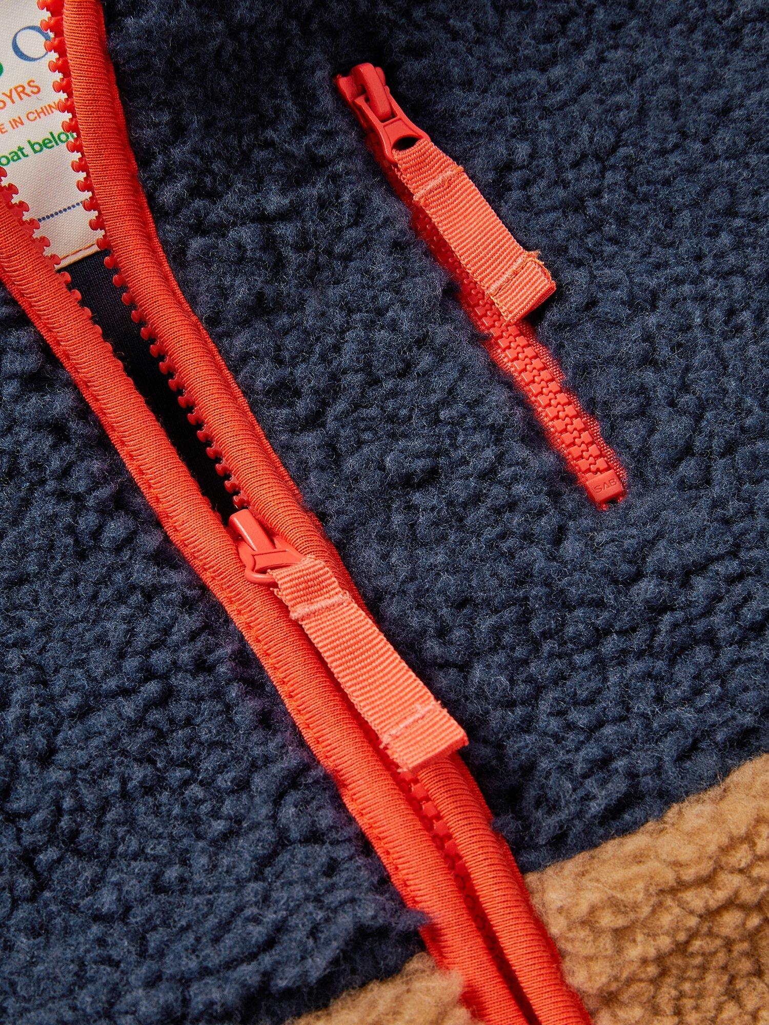 Product image 3 of 3, which shows Monsoon Kids' Sleeveless Borg Colour Block Jumper, Navy, 5-6 years