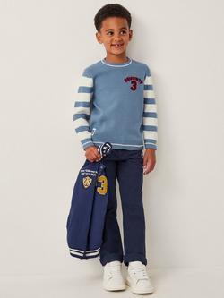 Monsoon Kids' Rib Knit Crew Neck 73 Jumper, Blue, Blue