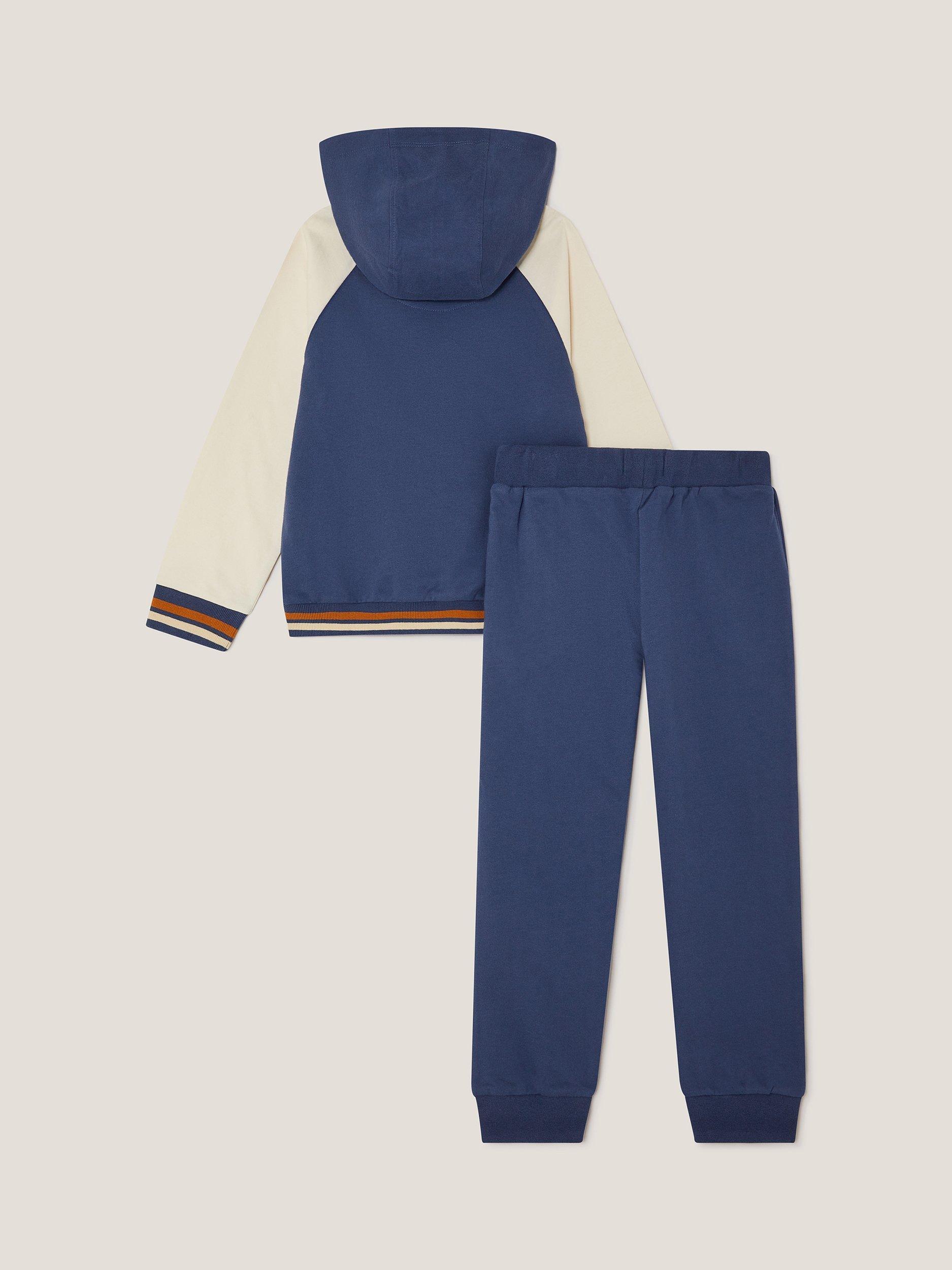 Product image 2 of 3, which shows Monsoon Kids' Cotton Dinosaur Sweater Set, Navy, 7-8 years