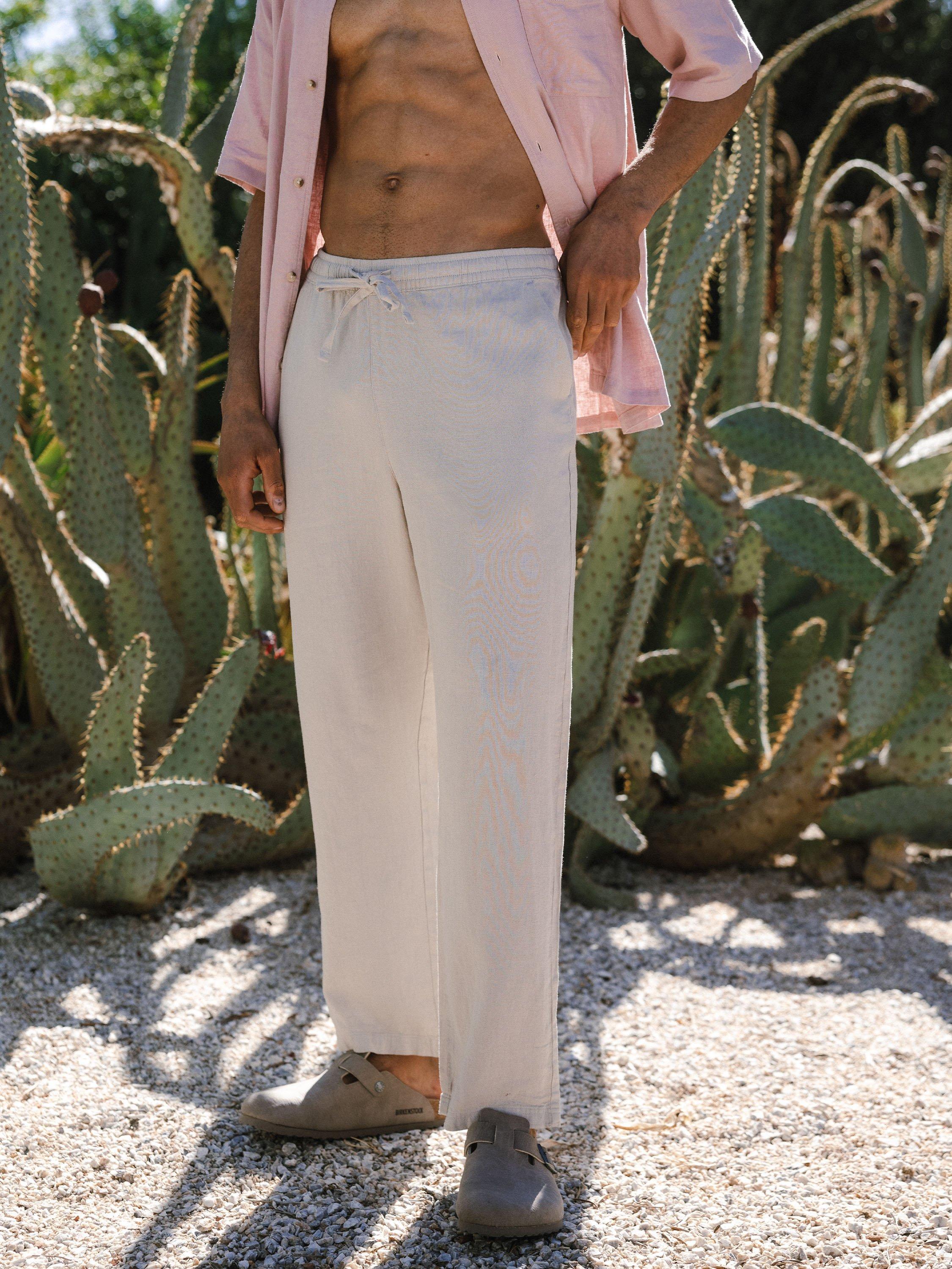 Product image 2 of 7, which shows Chelsea Peers Linen Blend Relaxed Trousers, Off White, L