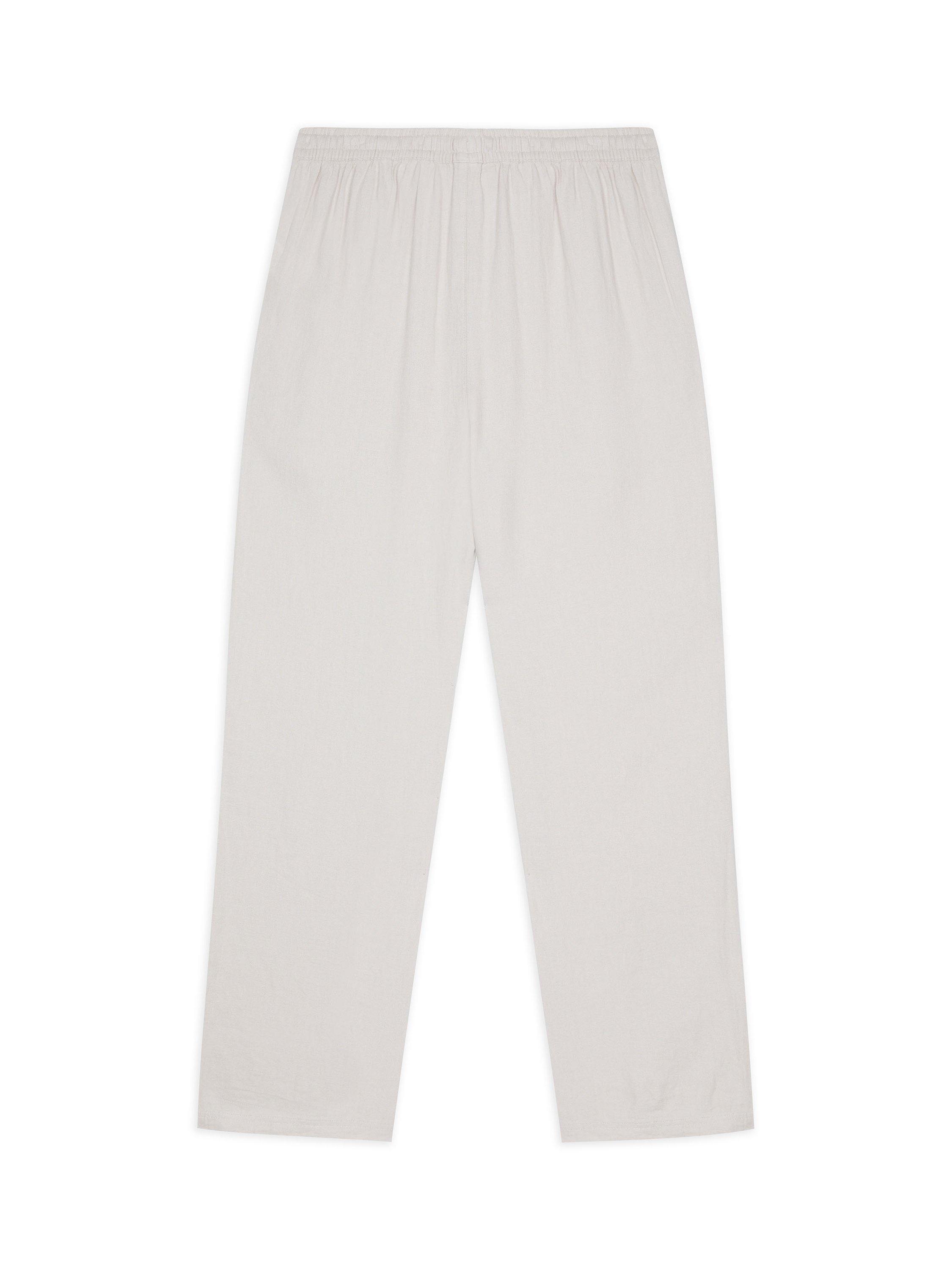 Product image 6 of 7, which shows Chelsea Peers Linen Blend Relaxed Trousers, Off White, L
