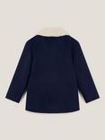 Monsoon Kids' Double Breasted Borg Collar Pea Coat, Navy