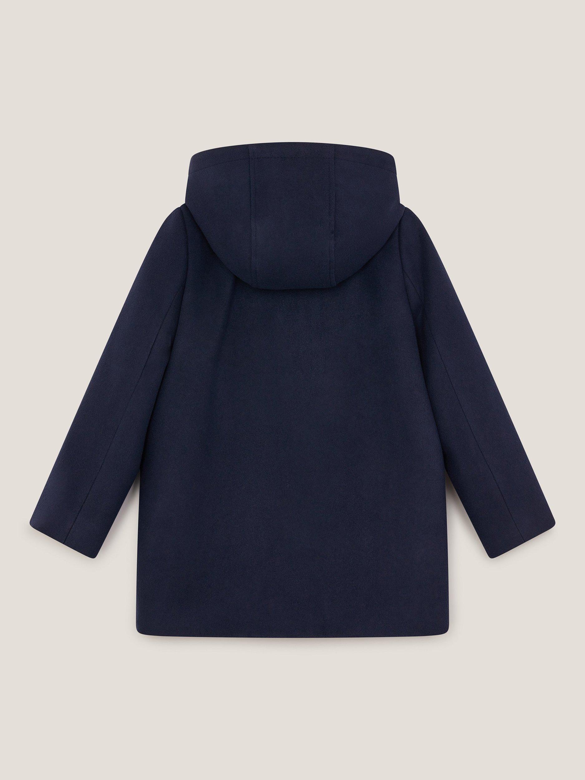 Product image 2 of 3, which shows Monsoon Kids' Hooded Toggle Duffle Coat, Navy, 12-18 months