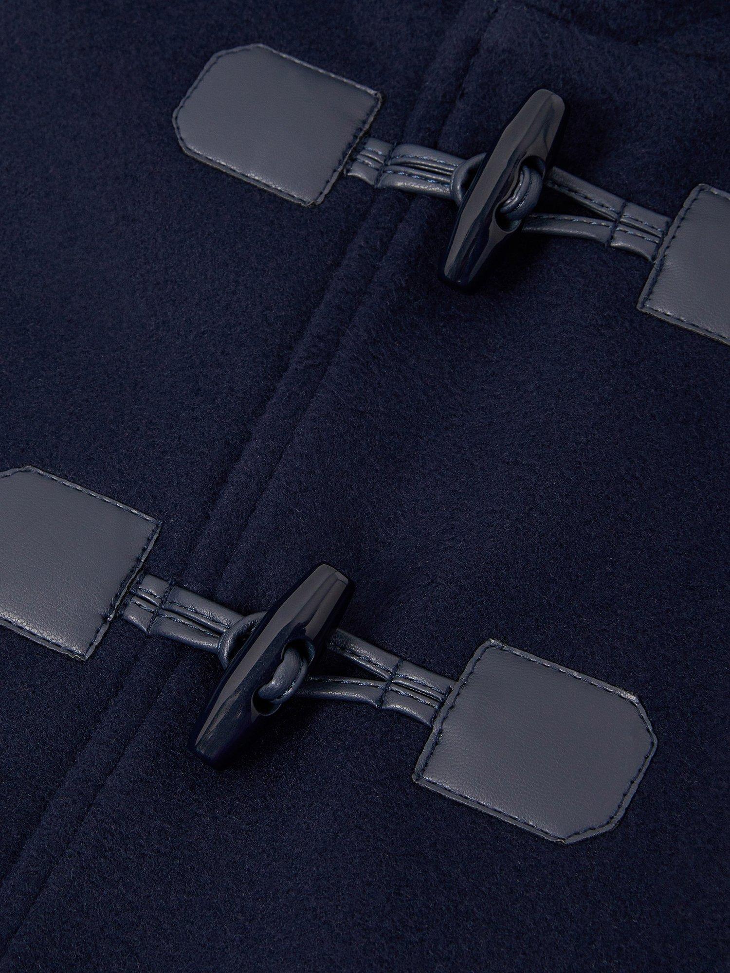 Product image 3 of 3, which shows Monsoon Kids' Hooded Toggle Duffle Coat, Navy, 12-18 months