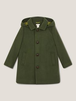 Monsoon Kids' Hooded Button Coat, Green, Green
