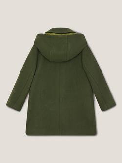 Monsoon Kids' Hooded Button Coat, Green - view 2, Green