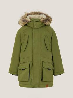 Monsoon Kids' Hooded Faux Fur Parka Coat - view 2, Green