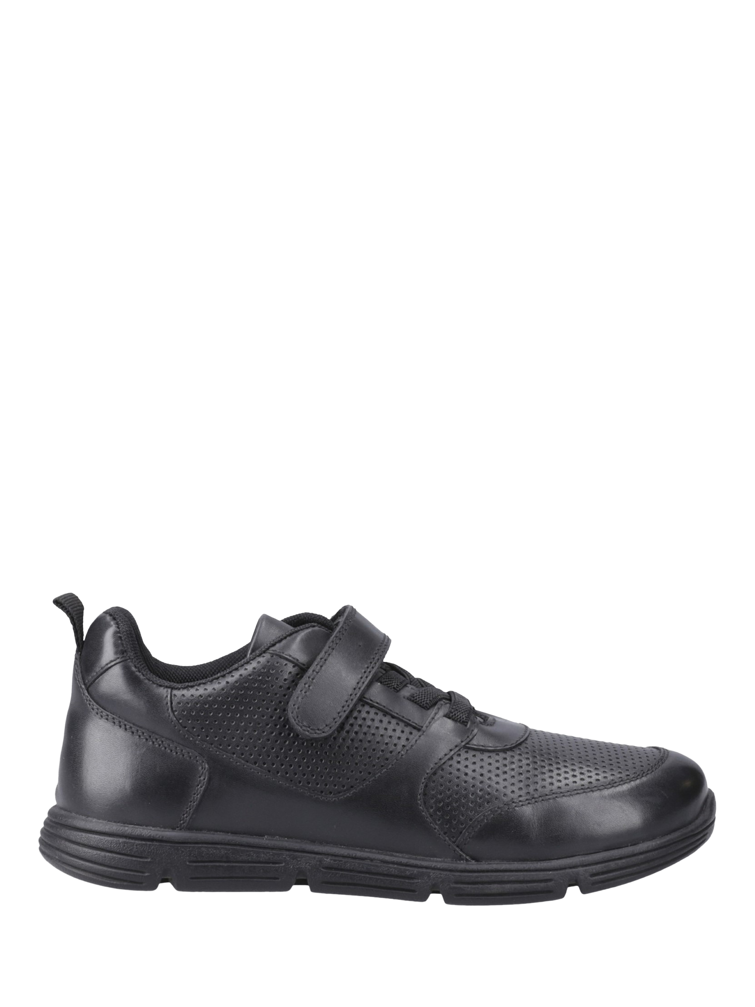 Product image 1 of 4, which shows Hush Puppies Kids' Alfie Bungee Junior Leather Shoes, Black, 10 Jnr