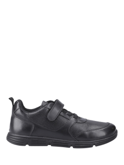 Hush Puppies Kids' Alfie Bungee Junior Leather Shoes, Black, Black