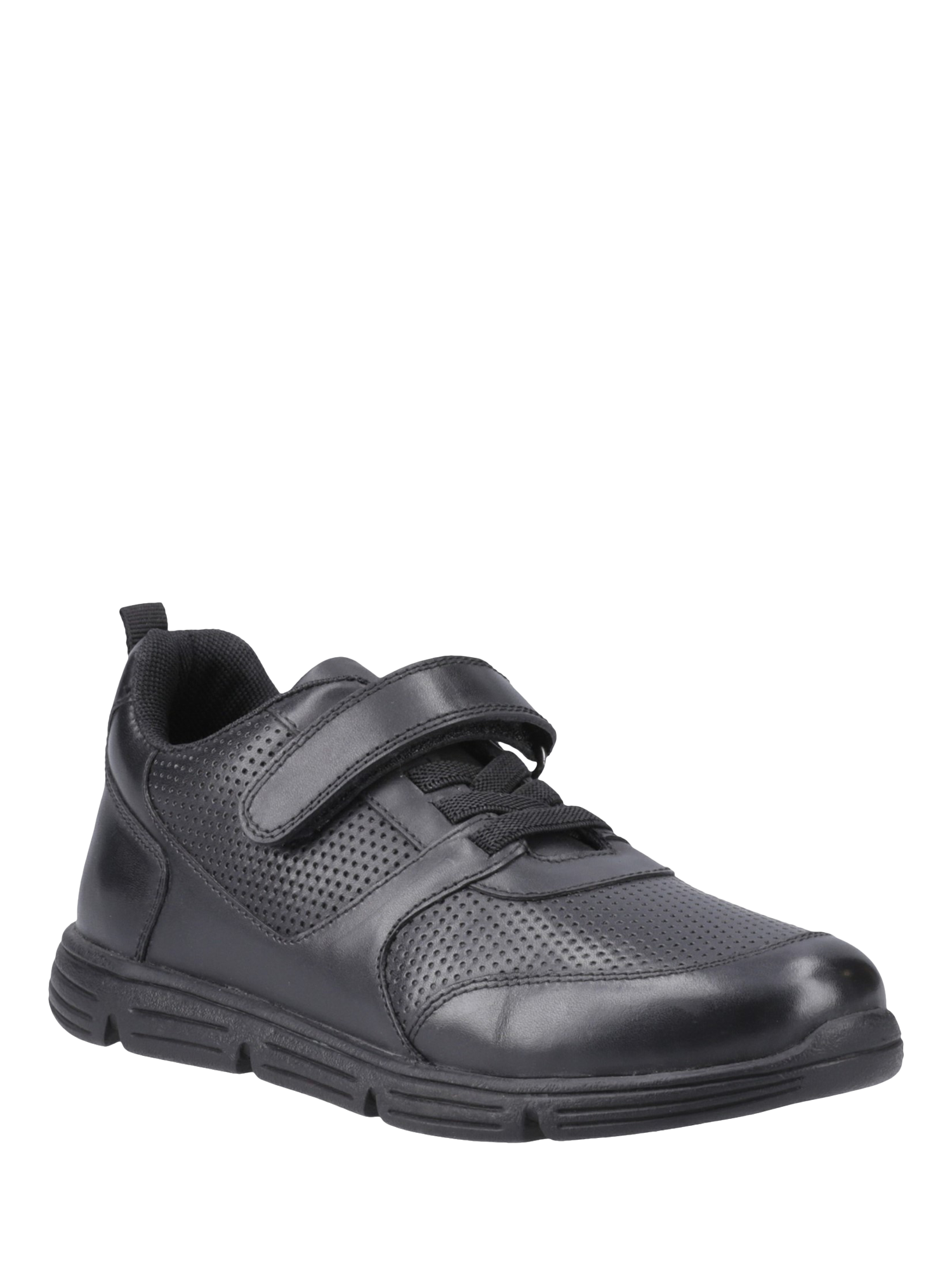 Product image 2 of 4, which shows Hush Puppies Kids' Alfie Bungee Junior Leather Shoes, Black, 10 Jnr