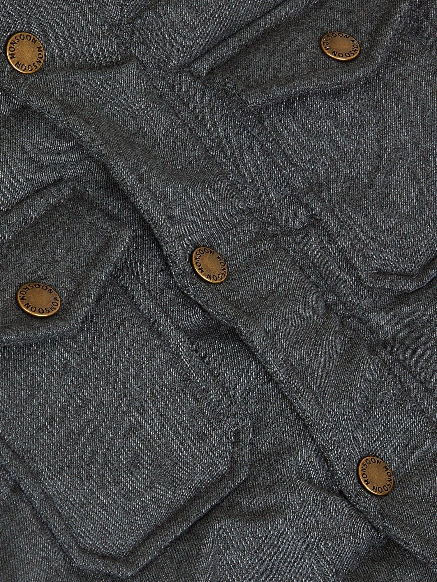 Product image 3 of 3, which shows Monsoon Kids' Fleece Hood Padded Coat, Grey, 3-4 years