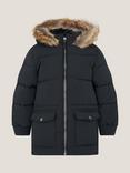 Monsoon Kids' Padded Faux Fur Puffer Coat, Black