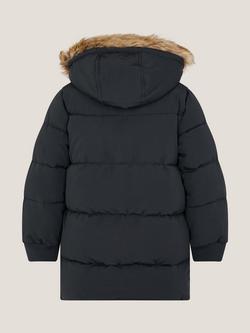 Monsoon Kids' Padded Faux Fur Puffer Coat, Black - view 2, Black