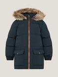 Monsoon Kids' Faux Fur Padded Puffer Coat, Navy