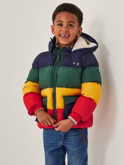 Monsoon Kids' Hooded Puffer Jacket, Multi, Multi