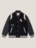 Monsoon Kids' Wool Blend Quilted Varsity Jacket, Navy