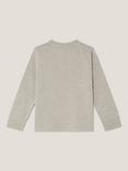 Monsson Kids' Cotton Long Sleeved Varisty Dinosaur Top, Grey