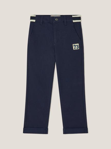 Monsoon Kids' Cotton Blend Stripe Trousers, Navy - view 2, Navy