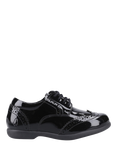 Hush Puppies Kids' Bridget Junior Patent Lace Up Brogues, Black