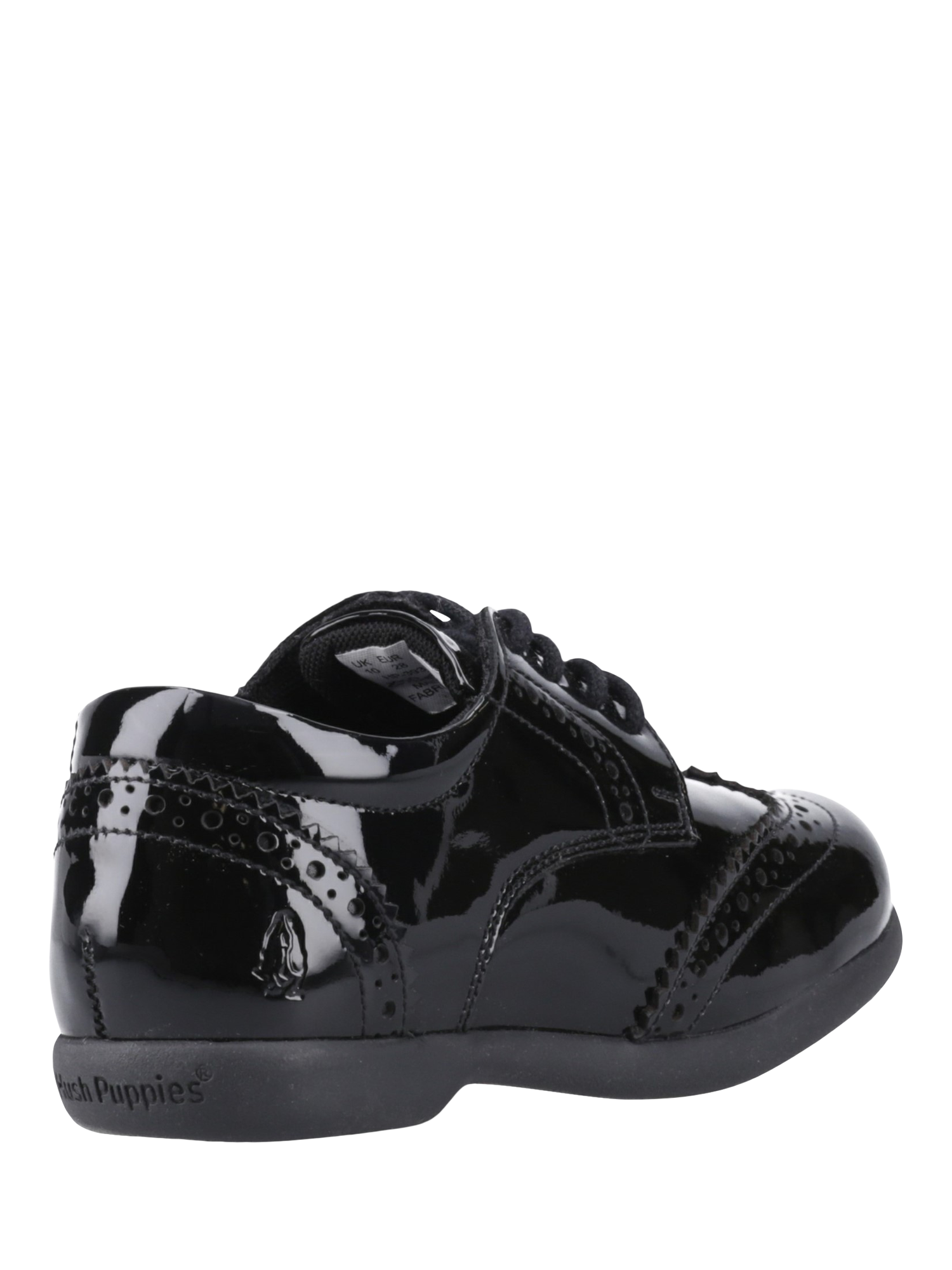 Product image 3 of 4, which shows Hush Puppies Kids' Bridget Junior Patent Lace Up Brogues, Black, 10 Jnr