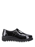 Hush Puppies Kids' Florrie Senior Patent T-Bar Buckle Shoes, Black