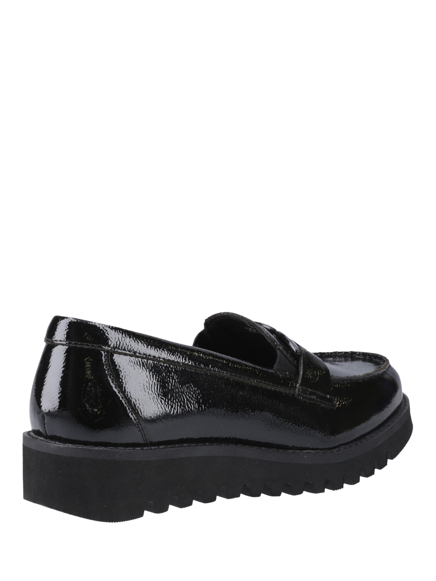 Product image 3 of 4, which shows Hush Puppies Kids' Francis Patent Loafer School Shoes, Black, 6