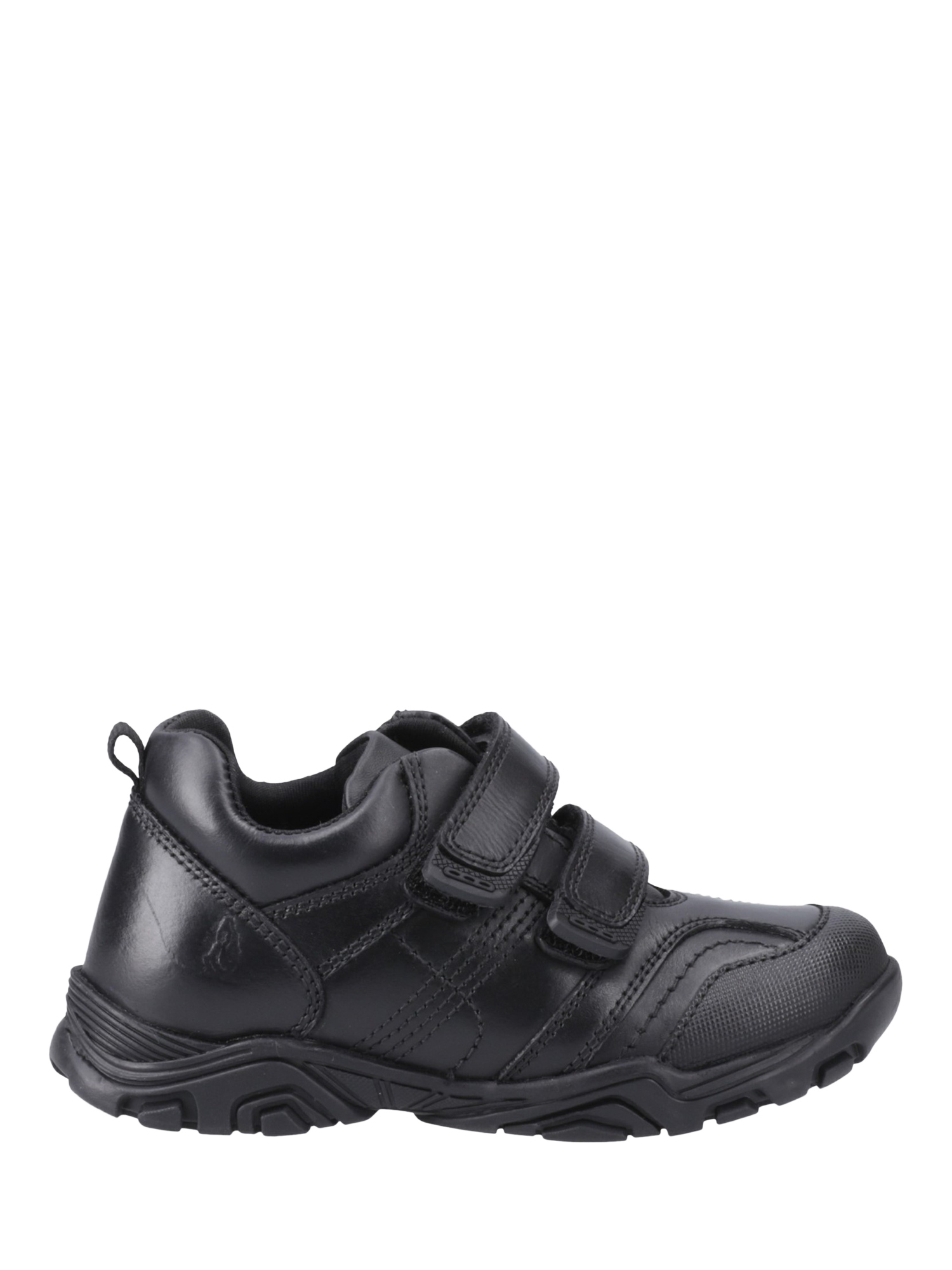 Product image 1 of 4, which shows Hush Puppies Kids' Leroy Infant Leather School Shoes, Black, 8 Jnr