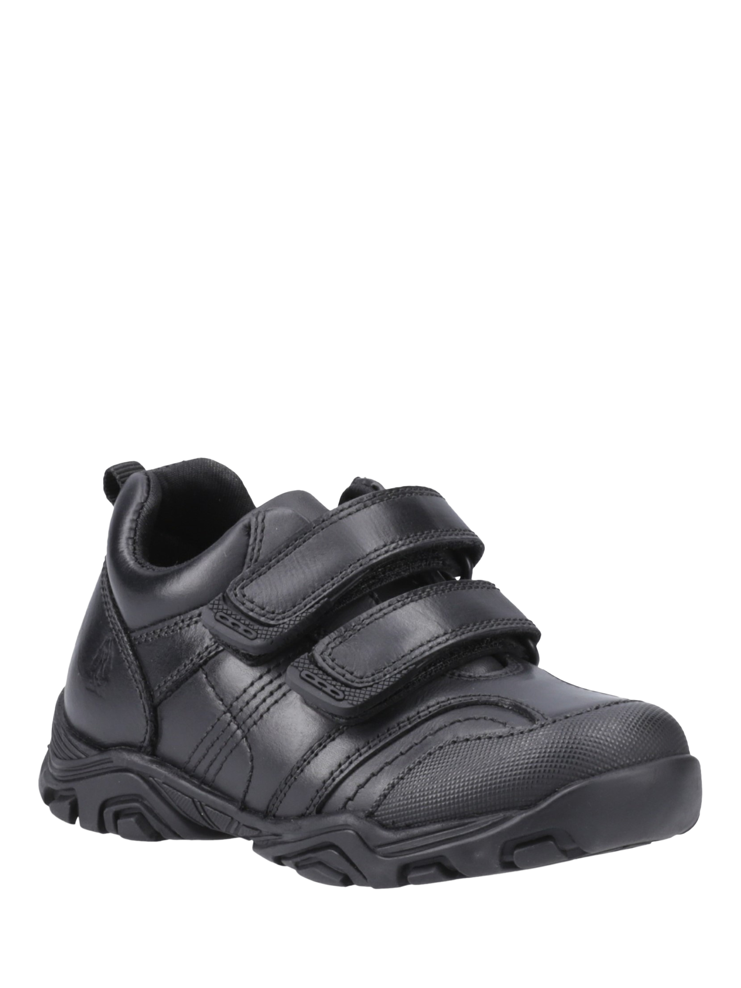 Product image 2 of 4, which shows Hush Puppies Kids' Leroy Infant Leather School Shoes, Black, 8 Jnr