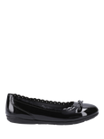 Hush Puppies Kids' Lillie Senior Patent Leather Ballerina Shoes, Black