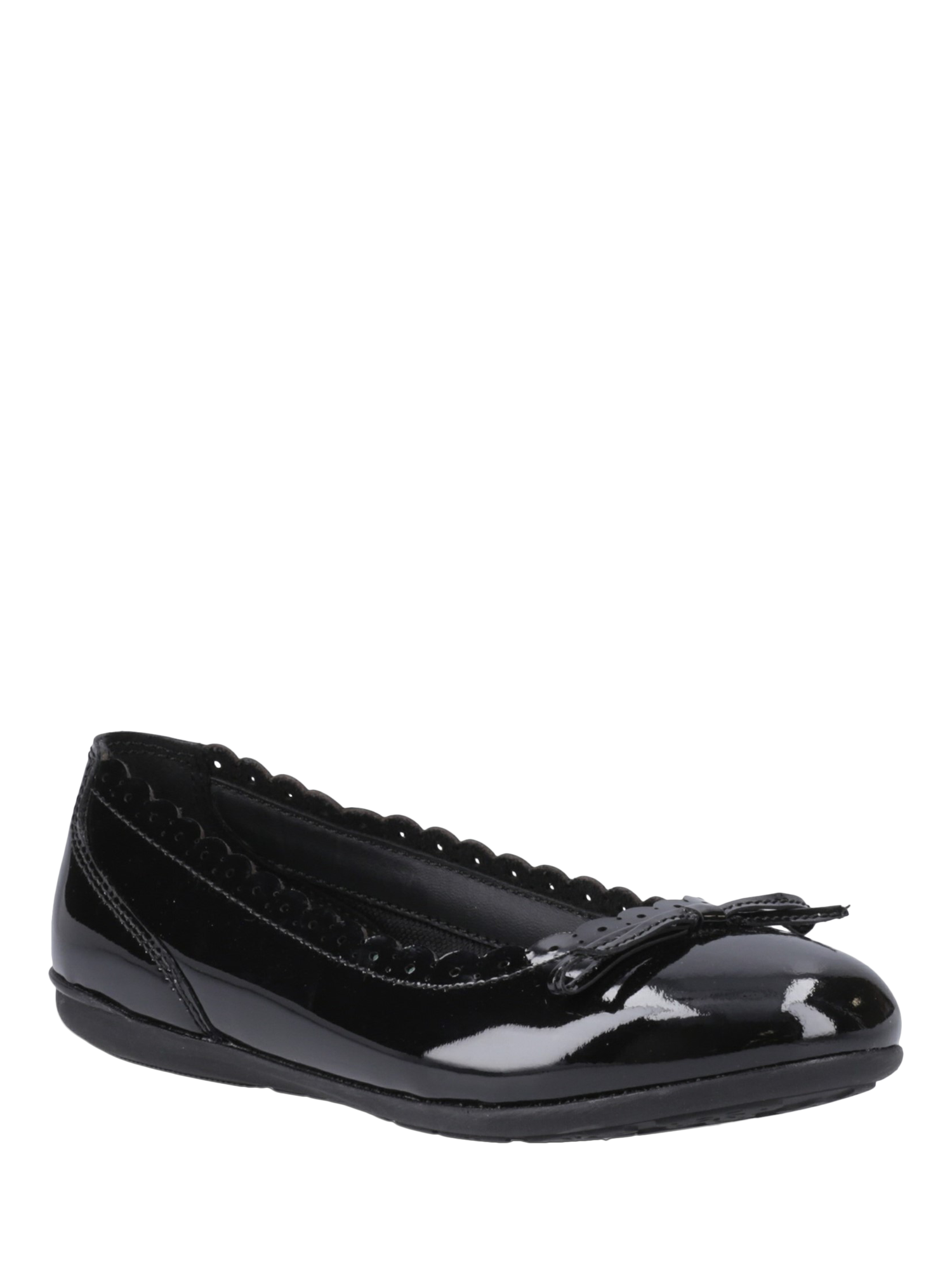 Product image 2 of 4, which shows Hush Puppies Kids' Lillie Senior Patent Leather Ballerina Shoes, Black, 9 Jnr