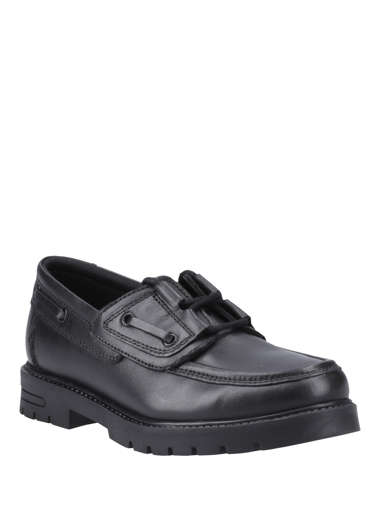 Product image 2 of 4, which shows Hush Puppies Kids' Lucy Junior Custom Fit Leather School Shoes, Black, 10 Jnr