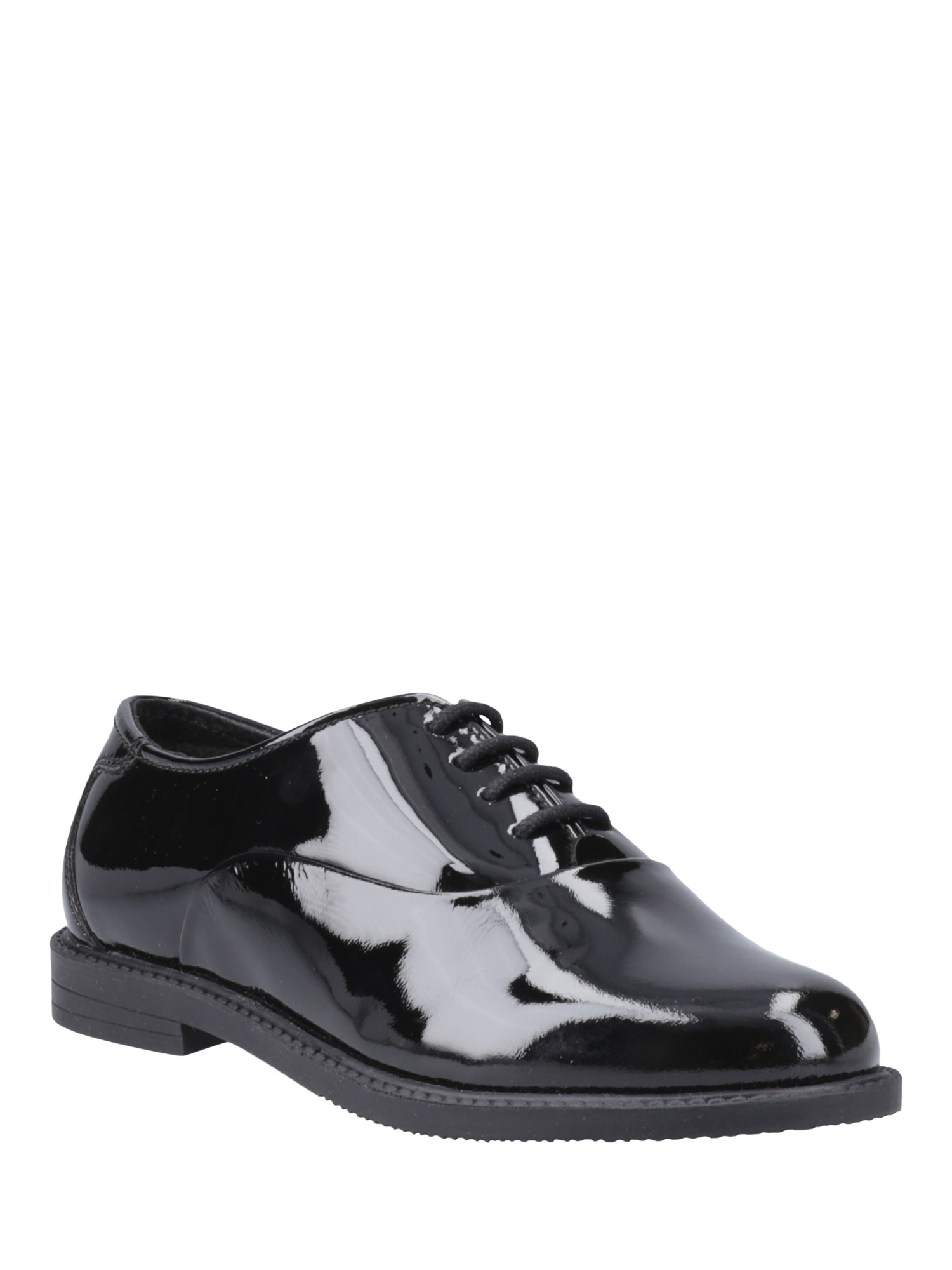 Product image 2 of 3, which shows Hush Puppies Kids' Nellie Senior Patent Leather School Shoes, Black, 6