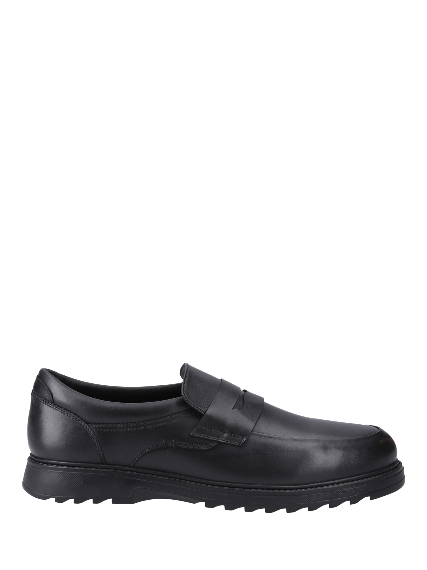 Product image 1 of 4, which shows Hush Puppies Kids' Rocco Custom Fit Leather School Shoes, Black, 7
