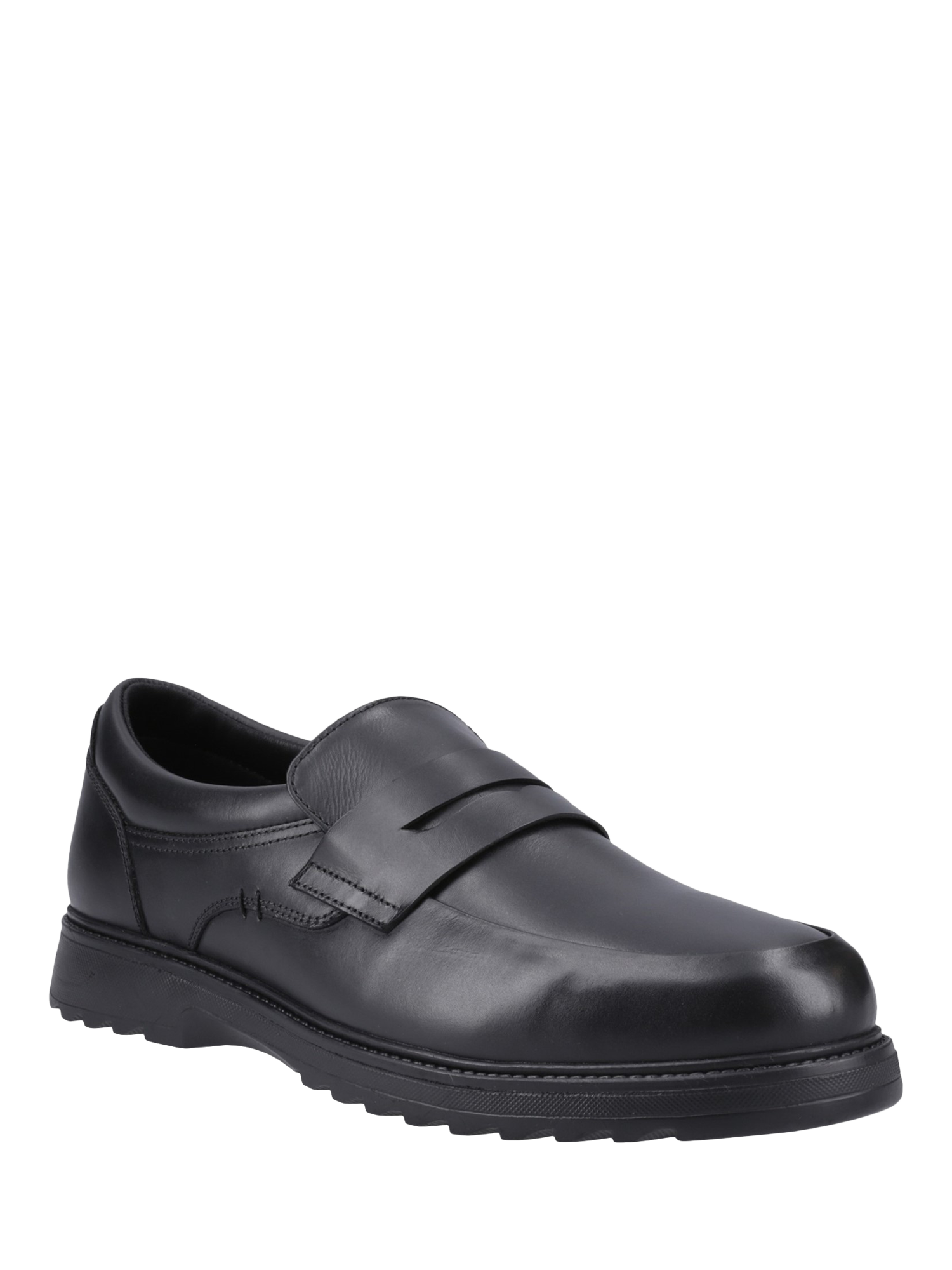 Product image 2 of 4, which shows Hush Puppies Kids' Rocco Custom Fit Leather School Shoes, Black, 7