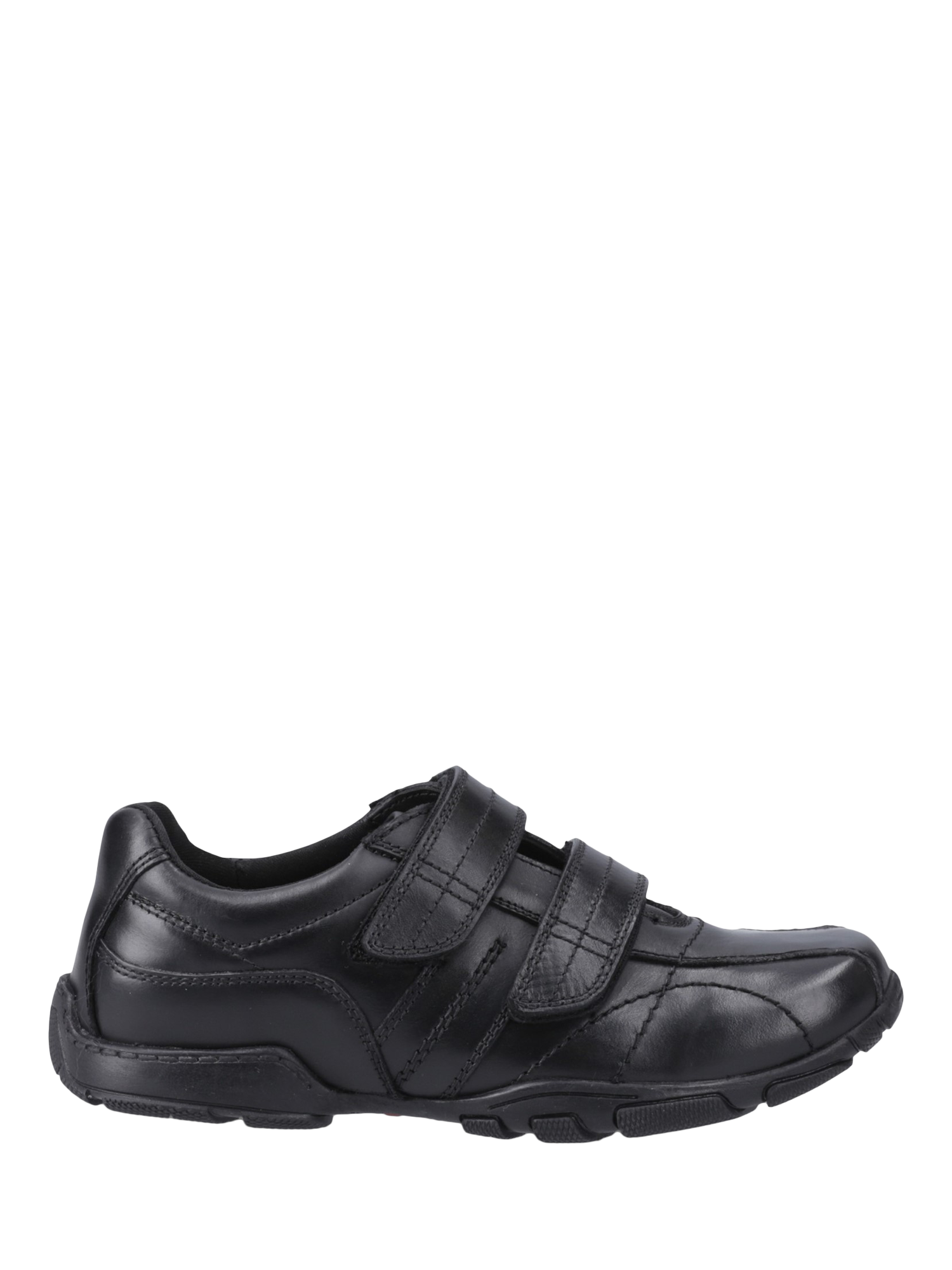 Product image 1 of 4, which shows Hush Puppies Kids' Vance Junior Double Rip Tape Shoes, Black, 10 Jnr
