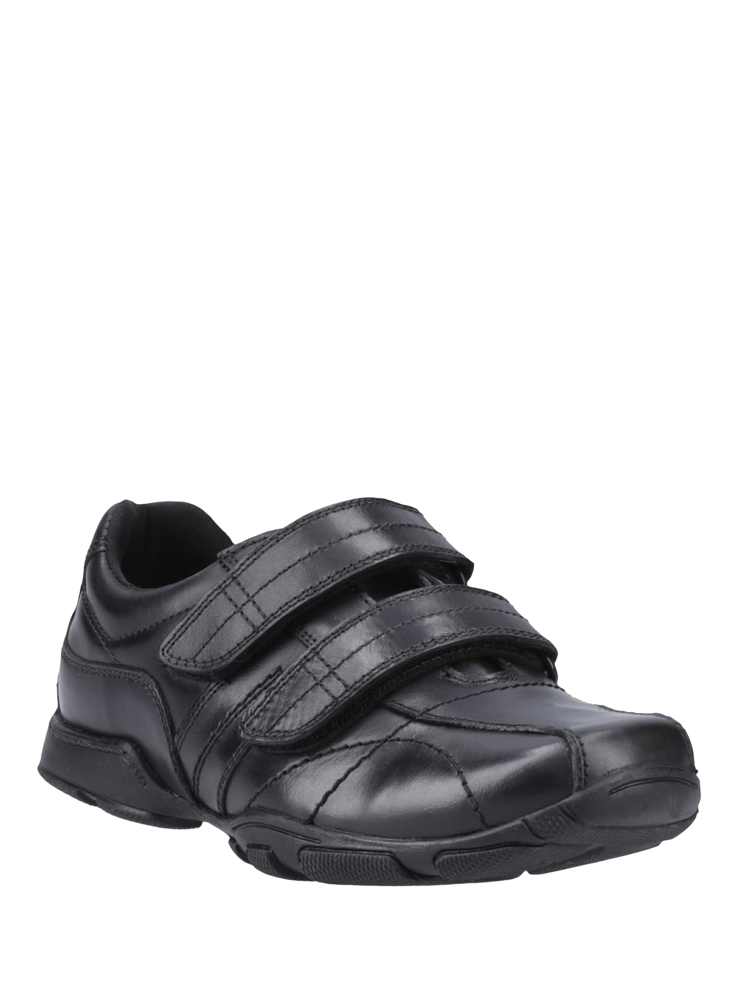 Product image 2 of 4, which shows Hush Puppies Kids' Vance Junior Double Rip Tape Shoes, Black, 10 Jnr