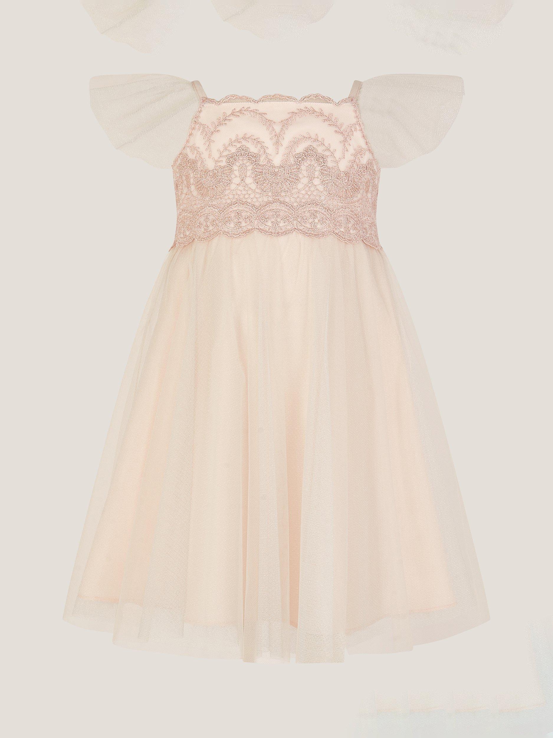 Product image 1 of 3, which shows Monsoon Baby Francesca Embroidered Dress, Pink, 0-3 months