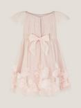 Monsoon Baby Evangaline Floral Applique Dress, Pink
