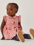 Monsoon Baby Cotton Boucle Heart Shirt and Leggings Set, Pink