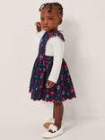 Monsoon Baby Cotton 2-Piece Floral Dress Set, Navy