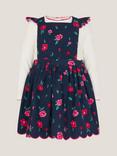 Monsoon Baby Cotton 2-Piece Floral Dress Set, Navy