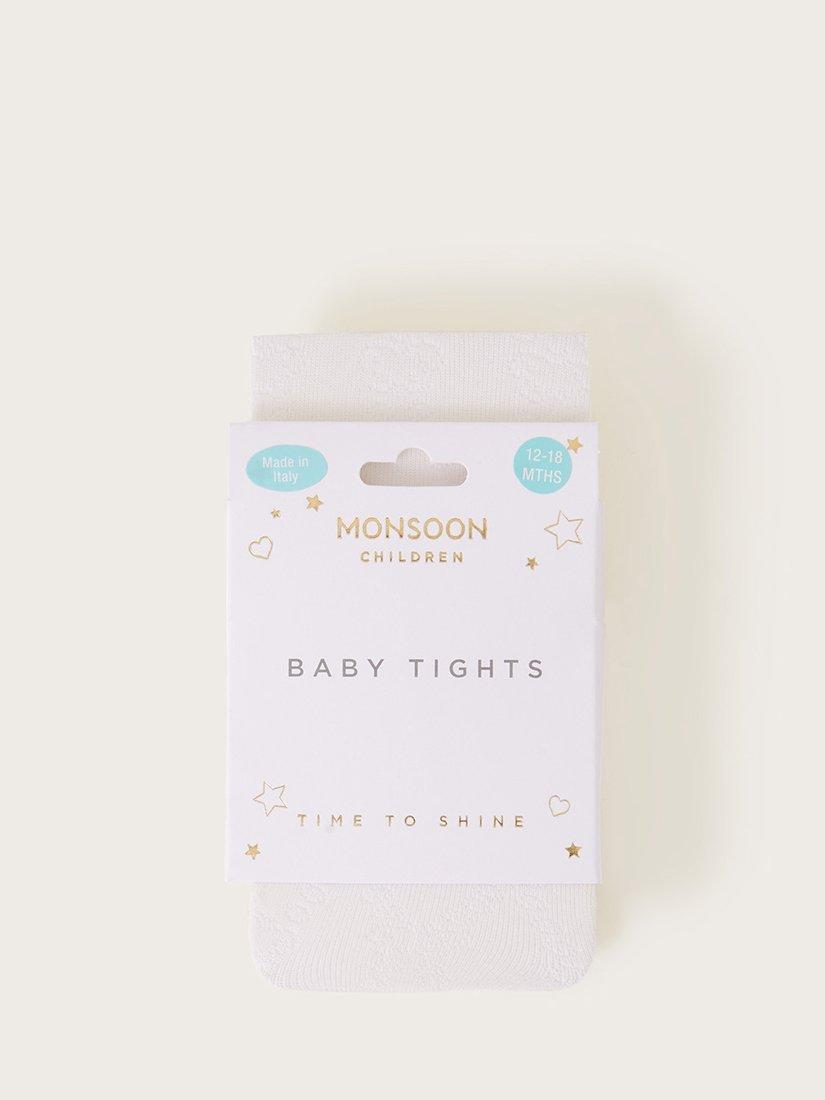 Product image 1 of 2, which shows Monsoon Baby Butterfly Tights, Ivory, 0-6 months