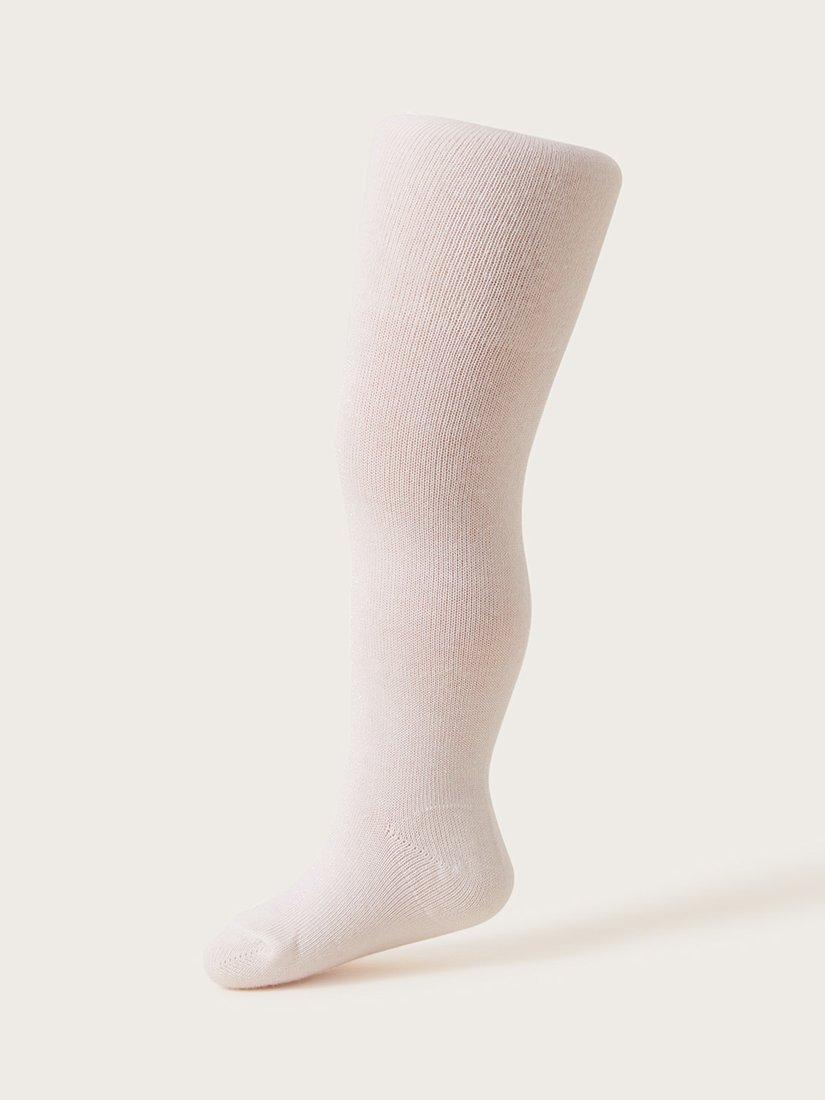 Product image 1 of 2, which shows Monsoon Baby Frosted Tights, Ivory, 0-6 months