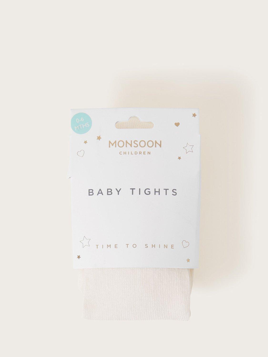 Product image 2 of 2, which shows Monsoon Baby Frosted Tights, Ivory, 0-6 months