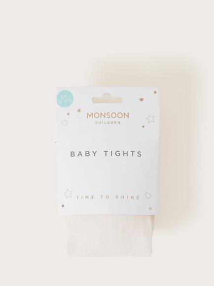 Monsoon Baby Frosted Tights, Ivory - view 2, Ivory