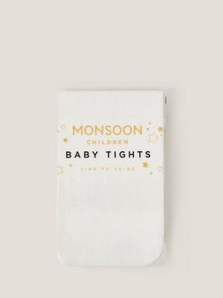 Monsoon Baby Floral Butterfly Tights, White, White